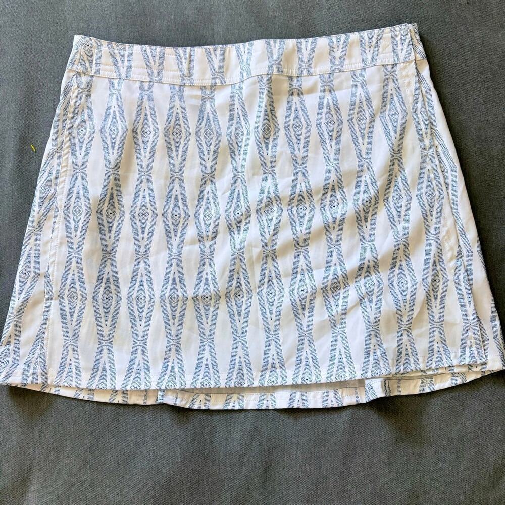 Ripskirt Hawaii Wrap Skirt White Blue Geometric Travel Beach Womens Medium